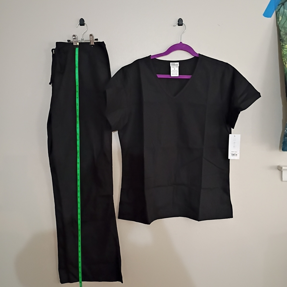 Vital Threads Unisex Scrub Set Black NWT Large